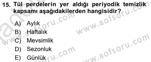 Otel İşletmelerinde Konaklama Hizmetleri Dersi 2018 - 2019 Yılı 3 Ders Sınav Soruları 15. Soru