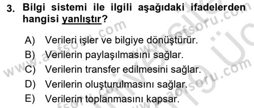 Otel İşletmelerinde Konaklama Hizmetleri Dersi 2018 - 2019 Yılı 3 Ders Sınav Soruları 3. Soru