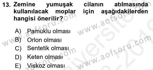 Otel İşletmelerinde Konaklama Hizmetleri Dersi 2018 - 2019 Yılı (Final) Dönem Sonu Sınav Soruları 13. Soru