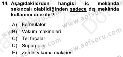 Otel İşletmelerinde Konaklama Hizmetleri Dersi 2018 - 2019 Yılı (Final) Dönem Sonu Sınav Soruları 14. Soru