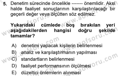 Otel İşletmelerinde Konaklama Hizmetleri Dersi 2018 - 2019 Yılı (Final) Dönem Sonu Sınav Soruları 5. Soru