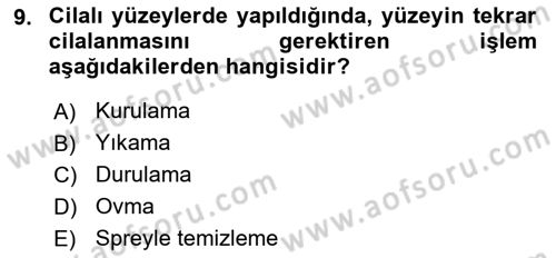 Otel İşletmelerinde Konaklama Hizmetleri Dersi 2018 - 2019 Yılı (Final) Dönem Sonu Sınav Soruları 9. Soru