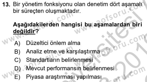 Otel İşletmelerinde Konaklama Hizmetleri Dersi 2018 - 2019 Yılı Yaz Okulu Sınav Soruları 13. Soru