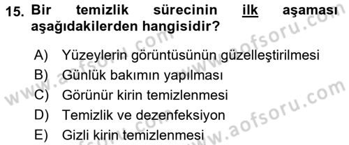 Otel İşletmelerinde Konaklama Hizmetleri Dersi 2018 - 2019 Yılı Yaz Okulu Sınav Soruları 15. Soru