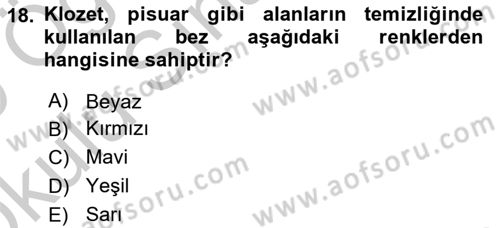 Otel İşletmelerinde Konaklama Hizmetleri Dersi 2018 - 2019 Yılı Yaz Okulu Sınav Soruları 18. Soru