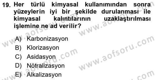 Otel İşletmelerinde Konaklama Hizmetleri Dersi 2018 - 2019 Yılı Yaz Okulu Sınav Soruları 19. Soru