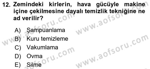 Otel İşletmelerinde Konaklama Hizmetleri Dersi 2019 - 2020 Yılı (Final) Dönem Sonu Sınav Soruları 12. Soru