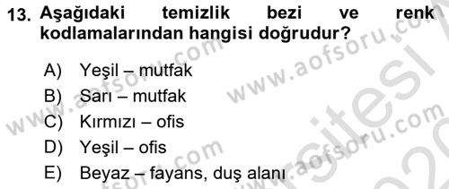 Otel İşletmelerinde Konaklama Hizmetleri Dersi 2019 - 2020 Yılı (Final) Dönem Sonu Sınav Soruları 13. Soru
