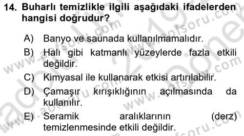 Otel İşletmelerinde Konaklama Hizmetleri Dersi 2019 - 2020 Yılı (Final) Dönem Sonu Sınav Soruları 14. Soru
