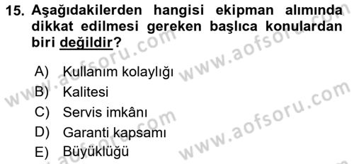 Otel İşletmelerinde Konaklama Hizmetleri Dersi 2019 - 2020 Yılı (Final) Dönem Sonu Sınav Soruları 15. Soru