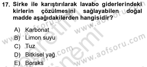 Otel İşletmelerinde Konaklama Hizmetleri Dersi 2019 - 2020 Yılı (Final) Dönem Sonu Sınav Soruları 17. Soru