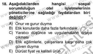 Otel Yönetimi Dersi 2012 - 2013 Yılı (Vize) Ara Sınav Soruları 18. Soru