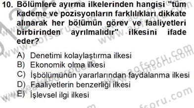 Otel Yönetimi Dersi 2012 - 2013 Yılı (Final) Dönem Sonu Sınav Soruları 10. Soru