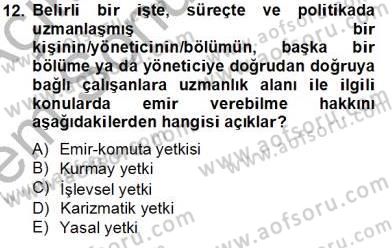 Otel Yönetimi Dersi 2012 - 2013 Yılı (Final) Dönem Sonu Sınav Soruları 12. Soru