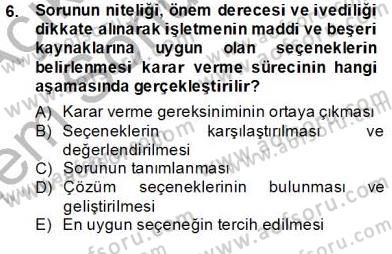 Otel Yönetimi Dersi 2012 - 2013 Yılı (Final) Dönem Sonu Sınav Soruları 6. Soru