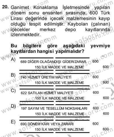 Otel Yönetimi Dersi 2013 - 2014 Yılı (Vize) Ara Sınav Soruları 20. Soru