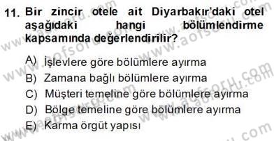 Otel Yönetimi Dersi 2013 - 2014 Yılı (Final) Dönem Sonu Sınav Soruları 11. Soru