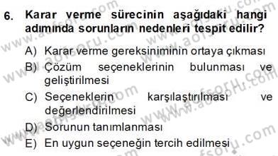 Otel Yönetimi Dersi 2013 - 2014 Yılı (Final) Dönem Sonu Sınav Soruları 6. Soru