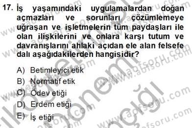 Otel Yönetimi Dersi 2014 - 2015 Yılı (Vize) Ara Sınav Soruları 17. Soru