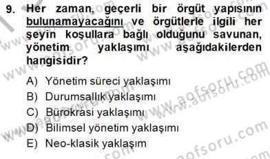 Otel Yönetimi Dersi 2014 - 2015 Yılı (Vize) Ara Sınav Soruları 9. Soru