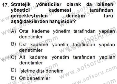 Otel Yönetimi Dersi 2014 - 2015 Yılı (Final) Dönem Sonu Sınav Soruları 17. Soru