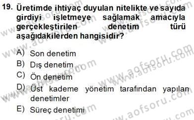 Otel Yönetimi Dersi 2014 - 2015 Yılı (Final) Dönem Sonu Sınav Soruları 19. Soru
