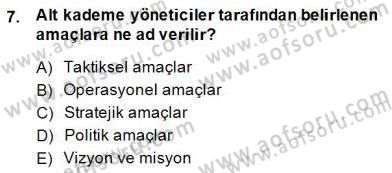 Otel Yönetimi Dersi 2014 - 2015 Yılı (Final) Dönem Sonu Sınav Soruları 7. Soru