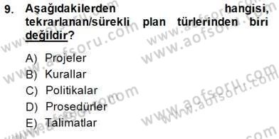 Otel Yönetimi Dersi 2014 - 2015 Yılı (Final) Dönem Sonu Sınavı 9. Soru