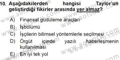 Otel Yönetimi Dersi 2015 - 2016 Yılı (Vize) Ara Sınav Soruları 10. Soru