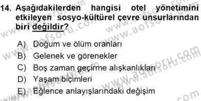 Otel Yönetimi Dersi 2015 - 2016 Yılı (Vize) Ara Sınav Soruları 14. Soru