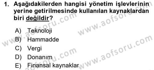Otel Yönetimi Dersi 2016 - 2017 Yılı (Vize) Ara Sınav Soruları 1. Soru