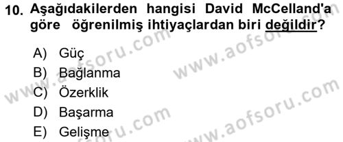 Otel Yönetimi Dersi 2016 - 2017 Yılı (Vize) Ara Sınav Soruları 10. Soru