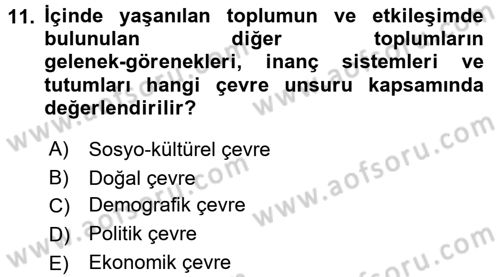 Otel Yönetimi Dersi 2016 - 2017 Yılı (Vize) Ara Sınav Soruları 11. Soru