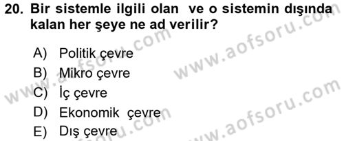Otel Yönetimi Dersi 2016 - 2017 Yılı (Vize) Ara Sınav Soruları 20. Soru