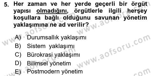 Otel Yönetimi Dersi 2016 - 2017 Yılı (Vize) Ara Sınav Soruları 5. Soru