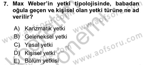 Otel Yönetimi Dersi 2016 - 2017 Yılı (Vize) Ara Sınav Soruları 7. Soru
