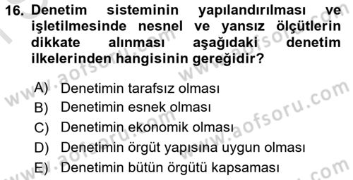 Otel Yönetimi Dersi 2016 - 2017 Yılı (Final) Dönem Sonu Sınav Soruları 16. Soru