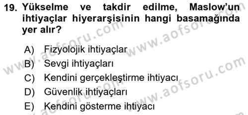 Otel Yönetimi Dersi 2016 - 2017 Yılı (Final) Dönem Sonu Sınav Soruları 19. Soru