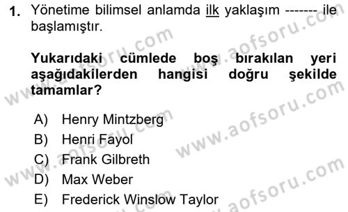 Otel Yönetimi Dersi 2017 - 2018 Yılı (Vize) Ara Sınav Soruları 1. Soru