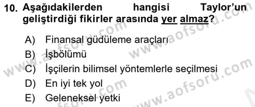 Otel Yönetimi Dersi 2017 - 2018 Yılı (Vize) Ara Sınav Soruları 10. Soru