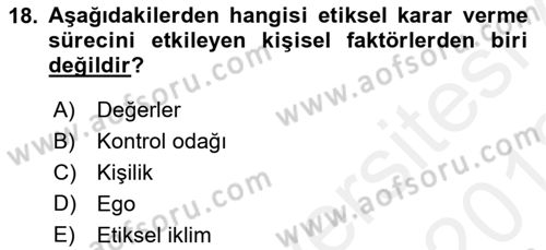 Otel Yönetimi Dersi 2017 - 2018 Yılı (Vize) Ara Sınav Soruları 18. Soru