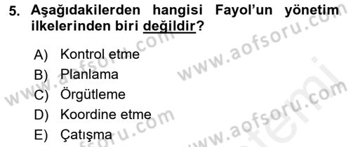 Otel Yönetimi Dersi 2017 - 2018 Yılı (Vize) Ara Sınav Soruları 5. Soru