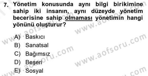 Otel Yönetimi Dersi 2017 - 2018 Yılı (Vize) Ara Sınav Soruları 7. Soru