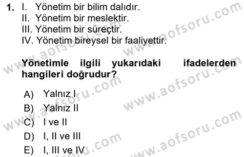 Otel Yönetimi Dersi 2017 - 2018 Yılı (Final) Dönem Sonu Sınav Soruları 1. Soru