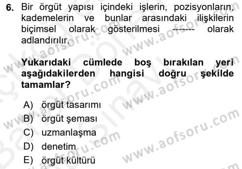 Otel Yönetimi Dersi 2017 - 2018 Yılı (Final) Dönem Sonu Sınav Soruları 6. Soru