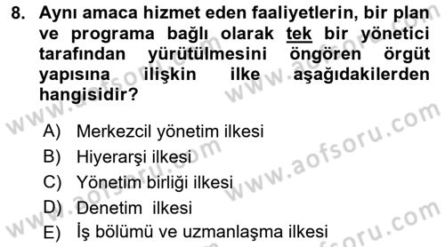 Otel Yönetimi Dersi 2017 - 2018 Yılı (Final) Dönem Sonu Sınav Soruları 8. Soru