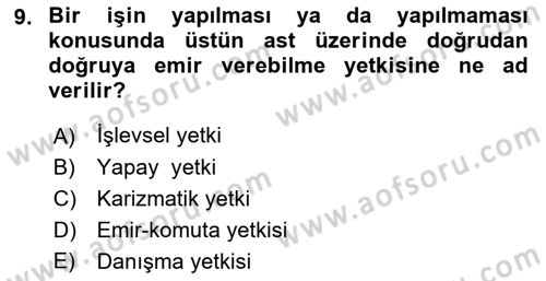 Otel Yönetimi Dersi 2017 - 2018 Yılı (Final) Dönem Sonu Sınav Soruları 9. Soru