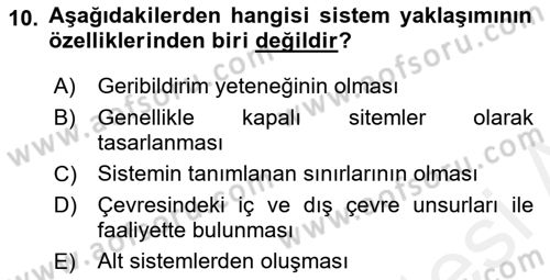 Otel Yönetimi Dersi 2018 - 2019 Yılı (Vize) Ara Sınav Soruları 10. Soru