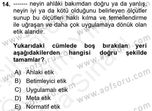 Otel Yönetimi Dersi 2018 - 2019 Yılı (Vize) Ara Sınav Soruları 14. Soru