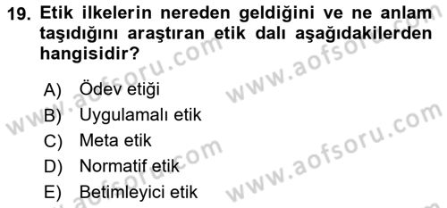 Otel Yönetimi Dersi 2018 - 2019 Yılı (Vize) Ara Sınav Soruları 19. Soru